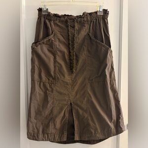 Anthropologie Pilcro Army Green-Brown Drawstring Waist Utility Skirt Size Small